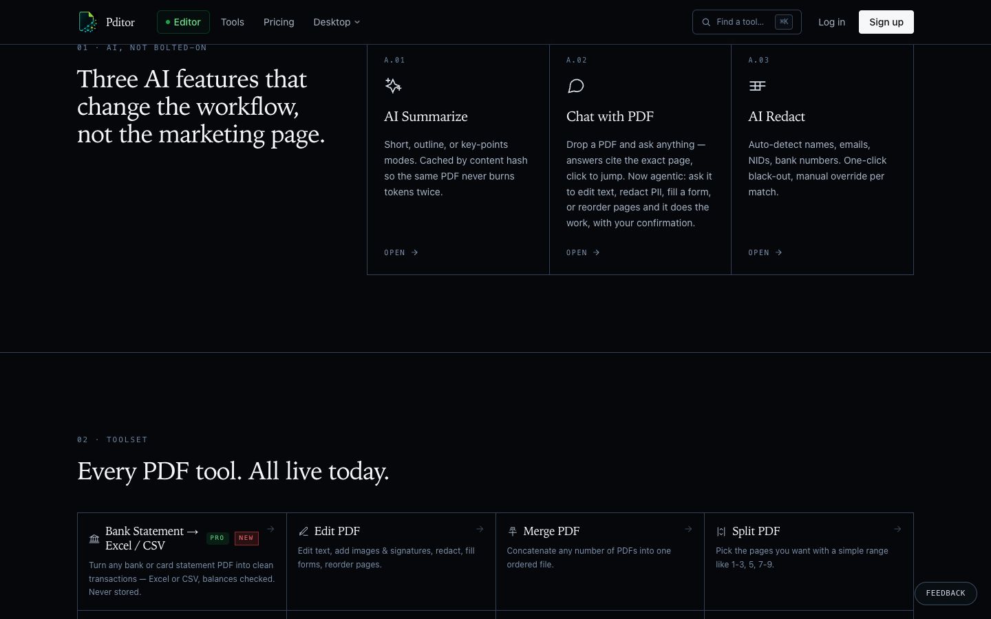 Pditor’s AI features: summarise, chat with PDF and AI redact