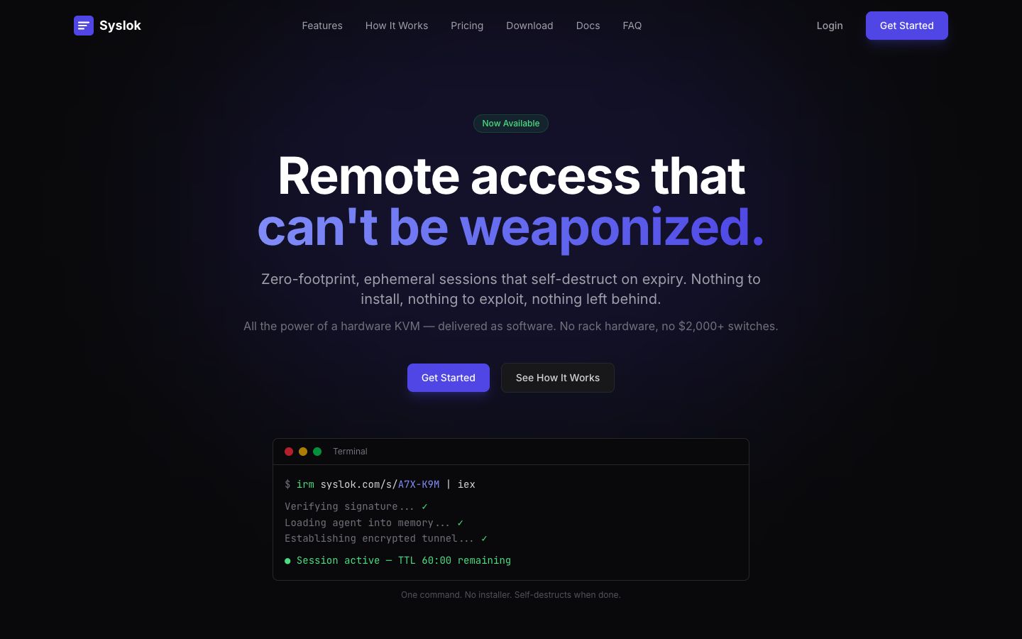 Syslok: remote access that can't be weaponized